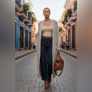 ANTHROPOLOGIE-PILCRO-PADMA SPACE-LONGLINE- OPEN FRONT-CARDIGAN-SWEATER-SIZE S